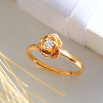18K gold rose diamond ring proposal ring custom platinum show diamond send girlfriend flowers small fresh diamond ring