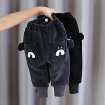 A Winter Childrens cotton pants winter boys and girls three-layer cotton trousers wear baby plus velvet padded pants 1 year old 4