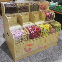Supermarket wooden rice barrel spread bulk cabinet snack cabinet dry cargo cabinet dry food cabinet