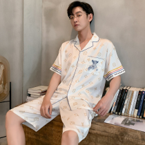 Mens Pajamas Summer Short Sleeves Shorts Ice Silk Thin 2021 New Spring Summer Silk Couples Loungewear Set