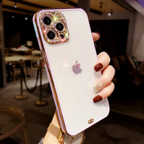 Suitable for Apple 13promax mobile phone case new advanced sense iphone13 anti-drop soft silicone ultra-thin lens flash Diamond luxury all-inclusive 13 sets of women Net Red Tide 13 creative personality