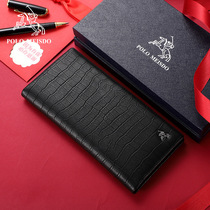 British Paul mens wallet 2021 new long style soft sheep leather clip multi-position business crocodile print money clip