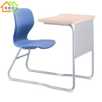 Export blue single one-piece table and chair Desk and chair Wooden table Reading table Training chair Table and chair One-piece conference chair