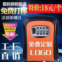 Anti-theft decoration password key box password lock construction site Homestay home door free of wall hanging cat eye key box