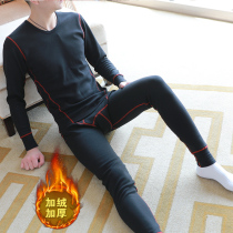 Thermal underwear men's padded velvet suit cold-proof youth slim fit autumn winter tight autumn pants bottoming tide