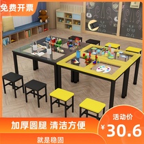 Thickened round legs childrens drawing table training art painting table calligraphy table writing desk studio table and chair