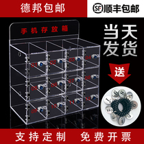 Conference room transparent mobile phone storage cabinet Acrylic factory employee wall-mounted with lock mobile phone safe deposit box Tinder storage