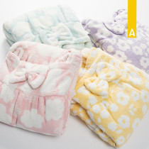 Coral Velvet Lady cute suspender bath skirt AOKEE cartoon print super soft home dress with bath towel nightdress