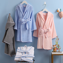 Childrens bathrobe cotton towel water absorbent quick-drying boys and boys bathing and swimming thick long soft bath bath Bathing Bathing