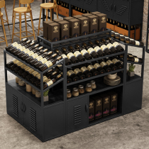Wrought Iron Island cabinet red wine cabinet commercial winery supermarket wine rack display rack floor display industrial wind custom wine rack