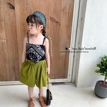 Foreign style Korean version of the 2021 summer new girl ethnic style printed camisole baby thin sleeveless vest top