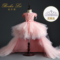 Childrens dress Princess dress girl flower boy trailing model catwalk show puffy gauze small host evening dress autumn and winter