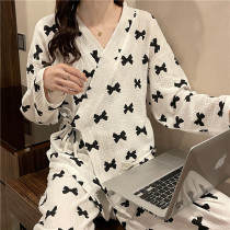 Kimono pajamas spring and autumn womens cotton gauze long sleeve Net red explosive 2021 new autumn Japanese home wear