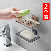 Wall-mounted drain soap box Laundry soap box Suction cup creative household bathroom punch-free shelf soap box