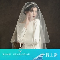 Man Tingfang 2021 new veil (Frost Luo) with small comb short long bride wedding travel veil