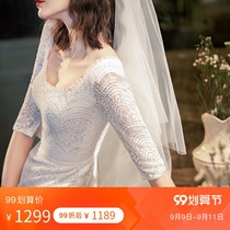 Full Tingfang (Curcuma Dream) French out light wedding dress 2021 New Bride wedding white dress summer