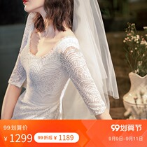 Full Tingfang (Curcuma Dream) French out light wedding dress 2021 New Bride wedding white dress summer