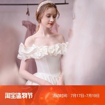 Man Tingfang (Miss puffs)satin main wedding dress 2021 new trailing bride advanced sense of French word shoulder