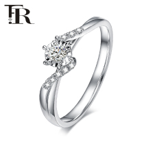 FR jewelry White 18k gold diamond ring for women torsion arm six-claw diamond ring 1 karat courtship wedding ring