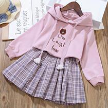 Girls spring and autumn Net red dress spring and autumn clothes childrens clothes girls foreign style fashion fashionable small skirt Cotton