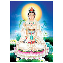 The knot vertical hand-painted dripping water sitting lotus Avalokitesvara Bodhisattva portrait photo paper plastic seal painting