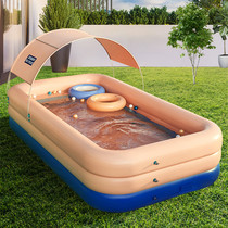 Inflatable swimming pool with shade Small children Children Outdoor family-style Large home Small portable Balcony Toddlers