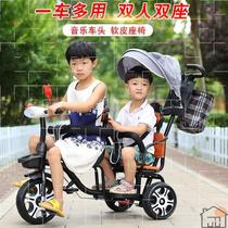 Strollers can sit two people strollers Twin double two-seater tricycle childrens car 1-7 years old