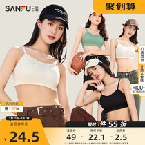 Sanfu 2023 new spring thin cup without steel ring gathering bras Waffg wrapped in breast wind underwear