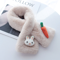 Childrens scarf female winter female baby cute cartoon rabbit plush scarf Korean thick warm neck sleeve parent-child
