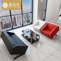 Brief modern office sofa tea table combined creative commercial business Reception Alien genuine leather office