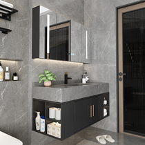 Simple modern rock board one-body bathroom cabinet combination washing table basin cabinet set toilet face washing table