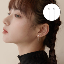 s925 pure silver bean ear line female brief about small cool wind ear nail South Korean temperament net red ear decoration Chaos and small crowdsourced