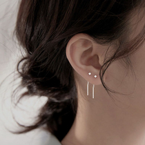 s925 pure silver ear nail female brief lukewarm wind small block sleeping without picking the ear line Temperament Tide Earrings Accessories Autumn winter