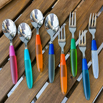  Michael kitchen W home 304 stainless steel childrens spoon fork beautiful color tableware eating spoon Fruit fork noodle fork