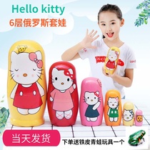 Russian doll toy new Hello kitty Cat children cartoon girl cute wooden gift 6 layers
