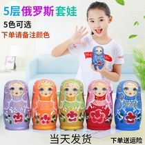 Matryoshka doll toy 5-layer new Chinese style wooden girls cute childrens puzzle creative gift ornaments