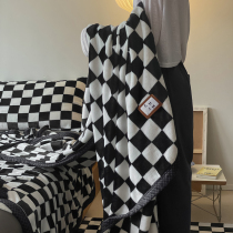 Nap blanket ins wind retro checkerboard lattice milk fleece blanket winter warm plus thick casual sofa cover blanket blanket