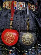 Renyutang Tang mini leather bag Hanfu leather belt accessories Belt pendant