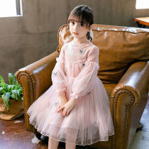 Girl Lian Dress Spring Dress 2022 New Children Spring Autumn Han Edition Foreign Air Girl Princess Dresses Children Dress Sweaters Dress