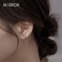 Small moose man 925 ear clip INS niche design simple cross sterling silver ear clip female stud earrings fashion