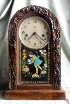 Public-private joint venture 555 three five card 15 days two dragon play beads round head mechanical clock(girl and flower)