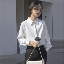White long sleeve shirt professional dress loose OL interview French temperament Top Autumn work clothes chiffon shirt Women