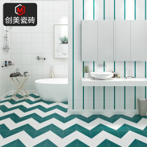 Nordic ins Wind small flower tiles 200 toilet Tile Diamond hipster dark green porch balcony floor tiles 300