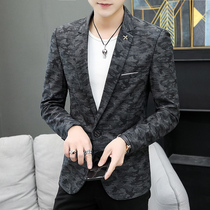 Handsome casual suit mens trend slim handsome mens camouflage suit jacket mens youth fashion coat handsome