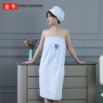 Gold cotton bath skirt shower cap size set cotton plain embroidered chest style double buckle bath towel wrap head towel