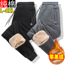 Lamb Suede Pants Men Winter Plus Suede Thicken Bouquet Sport Pure Cotton Loose Sweeppants Casual Plus Size Mid Age