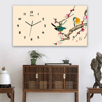  New Chinese style modern simplicity Nordic personality art rectangular wall clock watch hanging watch living room dining room electric meter hanging painting