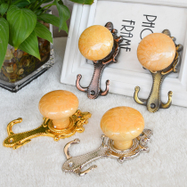 Cotton Beauty Curtain Wall Hook Imitation Jade Hook Strap 2 Hooks Ball Tassel Home Decoration Manufacturer Zinc Alloy