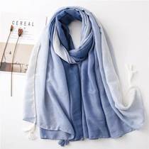 Foreign trade Summer female European and American wind small frescoed cotton long style streaming Su scarf vegetarian elegant geometric long towels seaside sunscreen towels