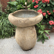 Natural pebble courtyard column basin stone wash basin outdoor art basin retro floor standing column washbasin